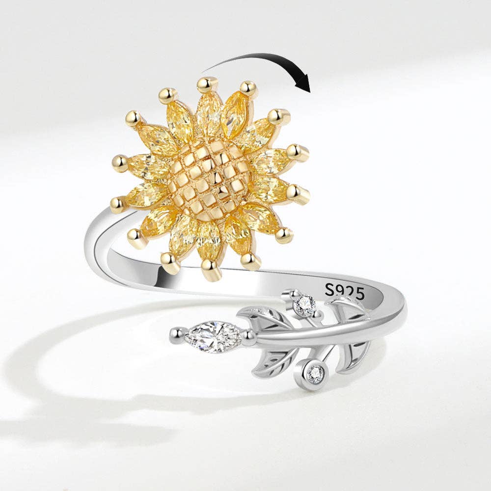 Sunflower Vine Anxiety Fidget Spinner Ring