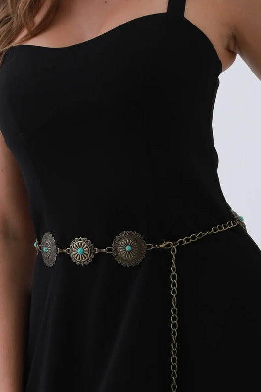 Boho Turquoise Chain Belt
