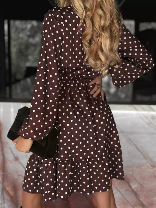 Polka Dot Ruffle Hem Mini Dress