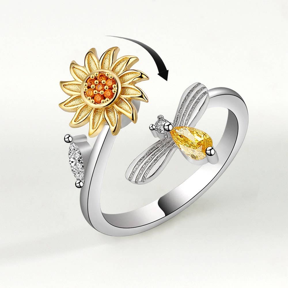 Sunflower Anxiety Fidget Spinner Ring
