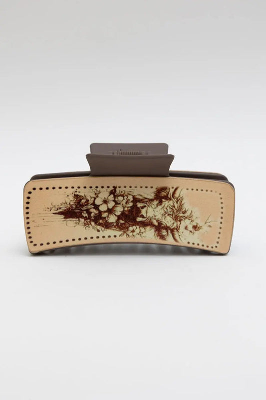 Floral Cow  Hair Claw Clip